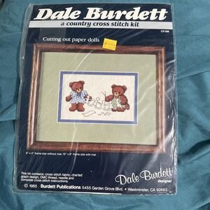 Dale Burdett Country‎ Cross Stitch Kit Cutting Out Paper Dolls Vintage 1985 NEW